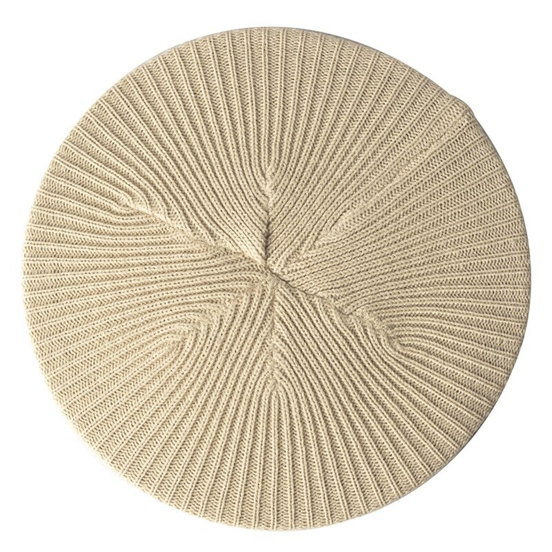 Béret Femme en Tricot Beige