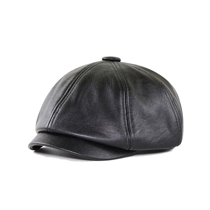 Chapeau Peaky Blinders effet cuir noir vue de face