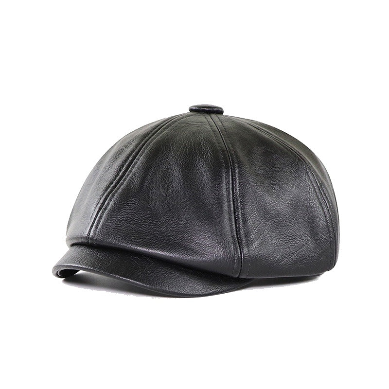 Chapeau Peaky Blinders effet cuir noir vue de profil