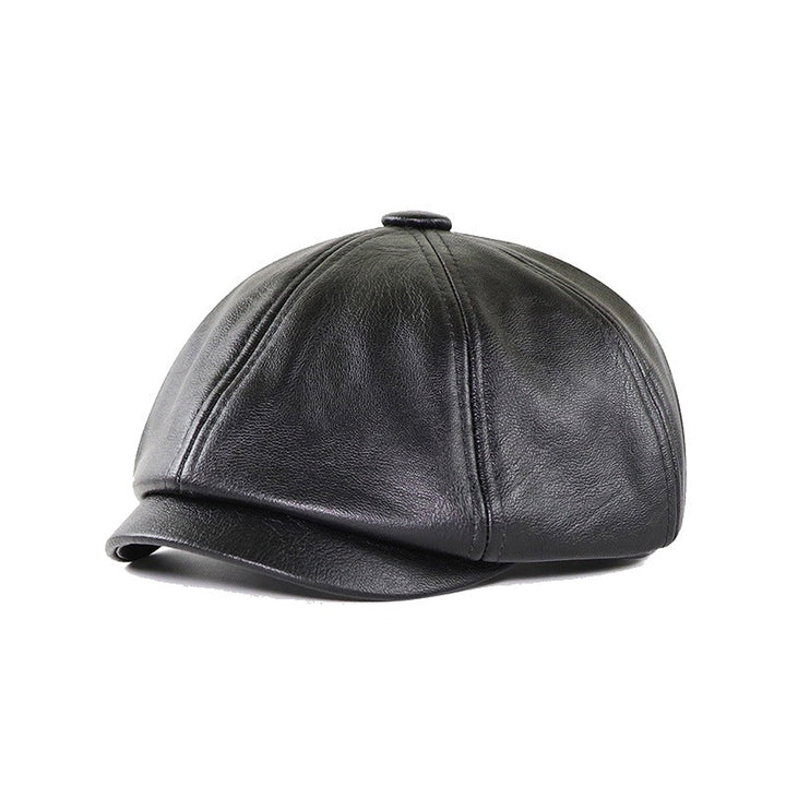 Chapeau Peaky Blinders effet cuir noir vue de profil